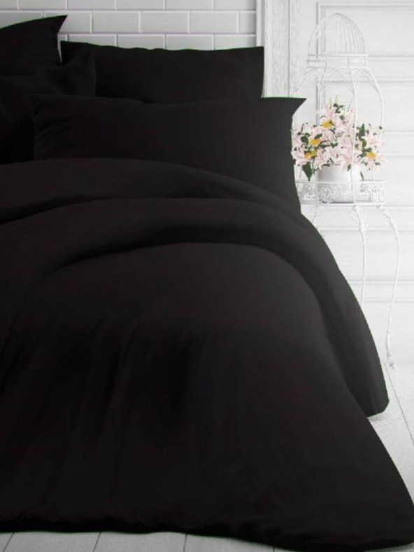 Kvalitex Francúzske jednofarebné bavlnené posteľné obliečky 220x200, 70x90cm čierne